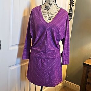 Athleta Purple and Sliver Striped Dress